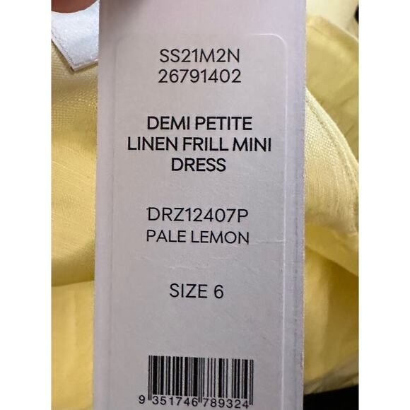 Ever New ASOS Petite Frill Shoulder Mini Shift Dress Pastel Yellow 6 Petite NWT - Picture 7 of 7